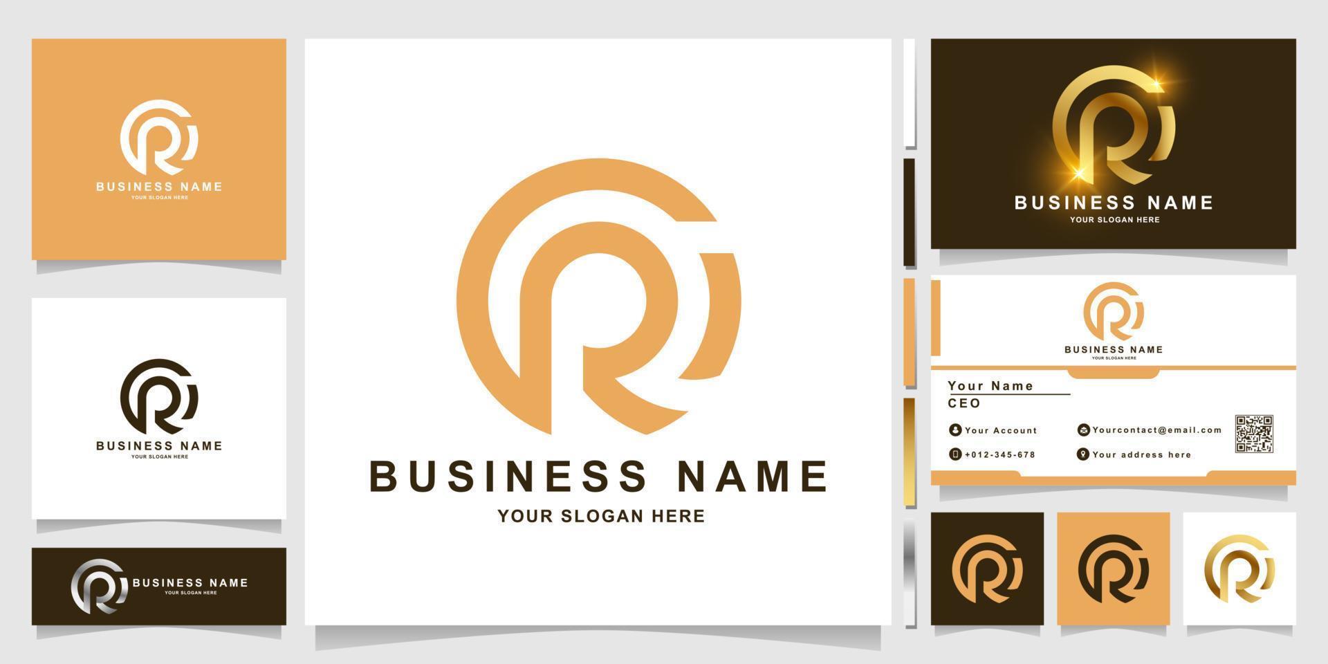 plantilla de logotipo de letra r o cri con diseño de tarjeta de visita vector