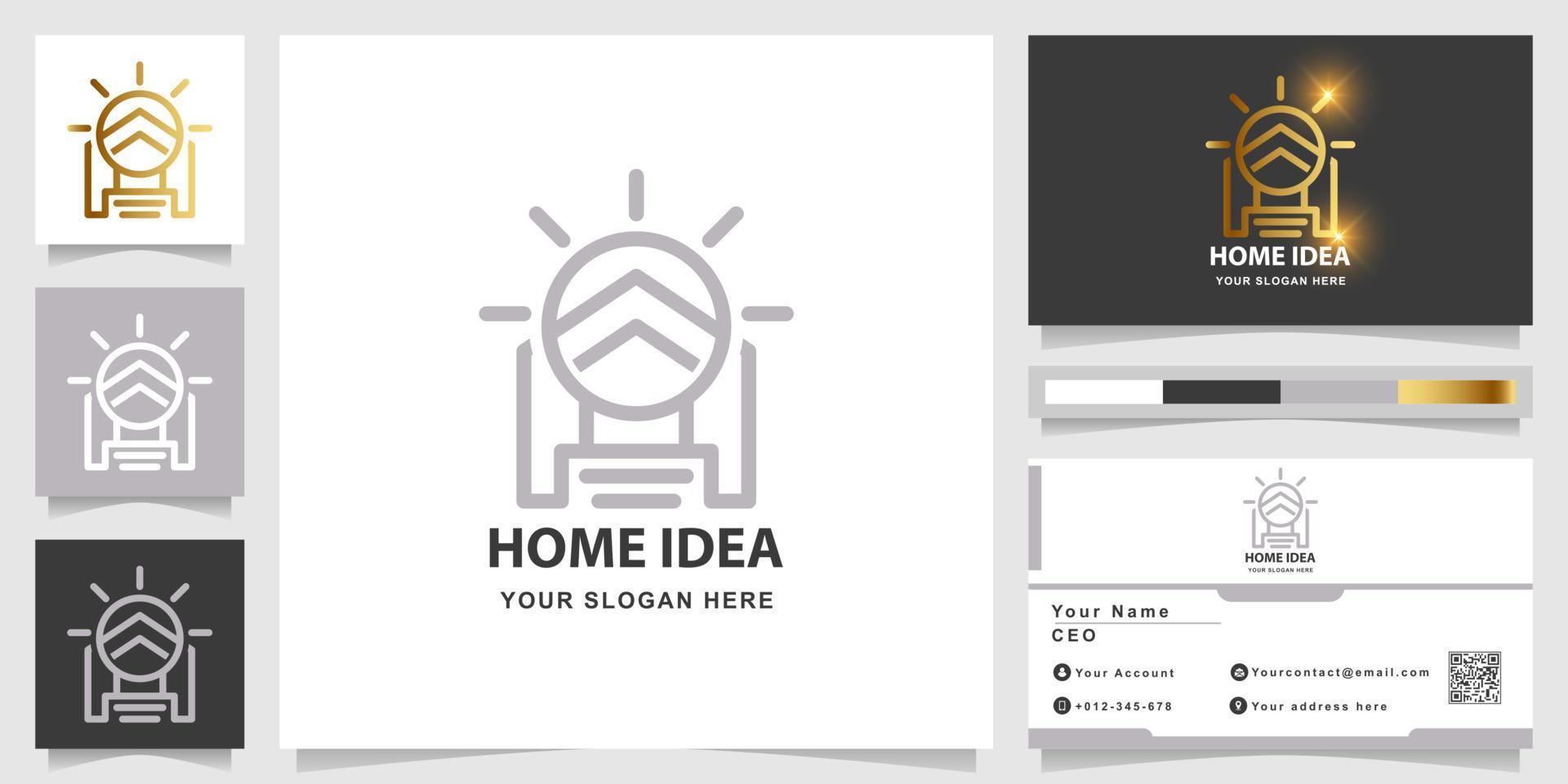 Home idea logo template with business card design vector