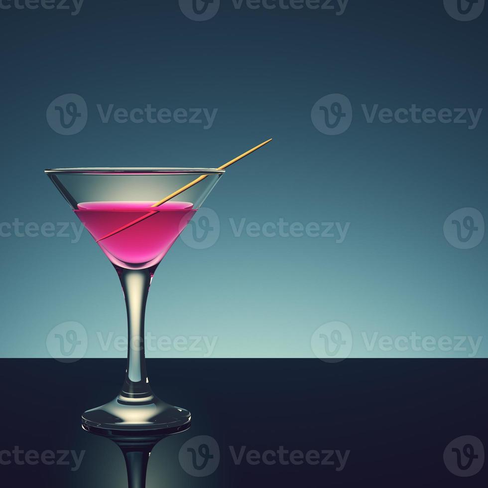 Coctail with toothstick on dark background. photo