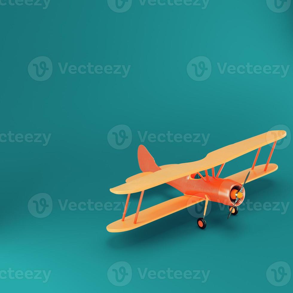 Biplane on dark green background photo