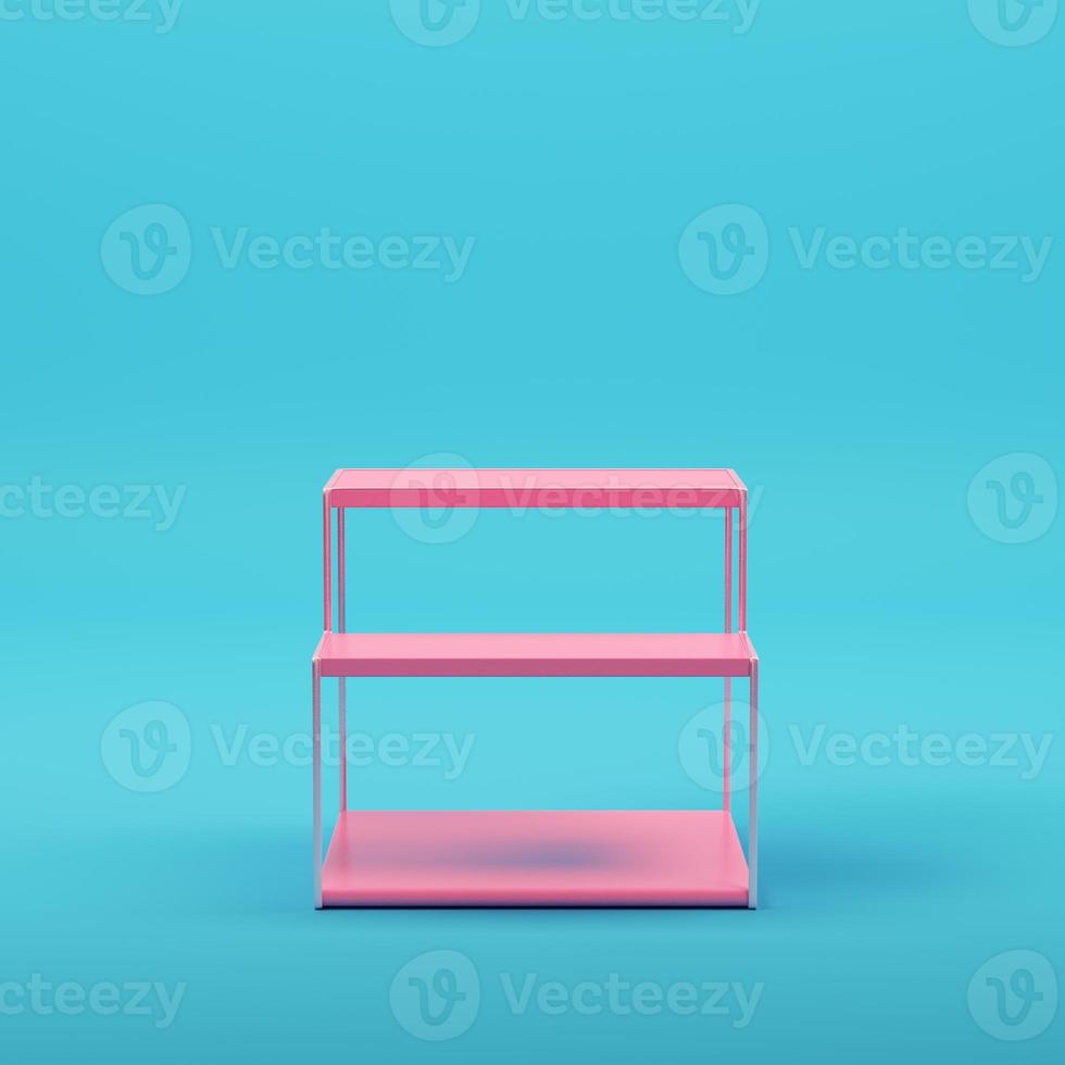 Pink empty product display on bright blue background in pastel colors photo