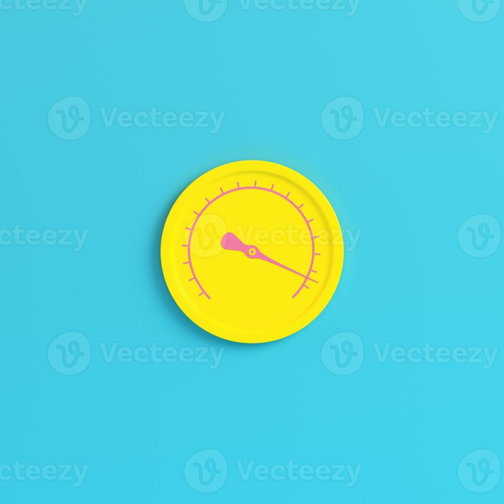 Yellow gauge on bright blue background in pastel colors photo