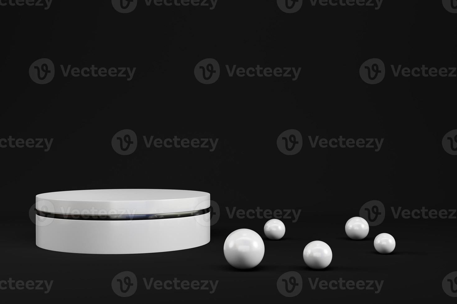 Abstract minimal background. White pedestal with spheres shapes for product display photo
