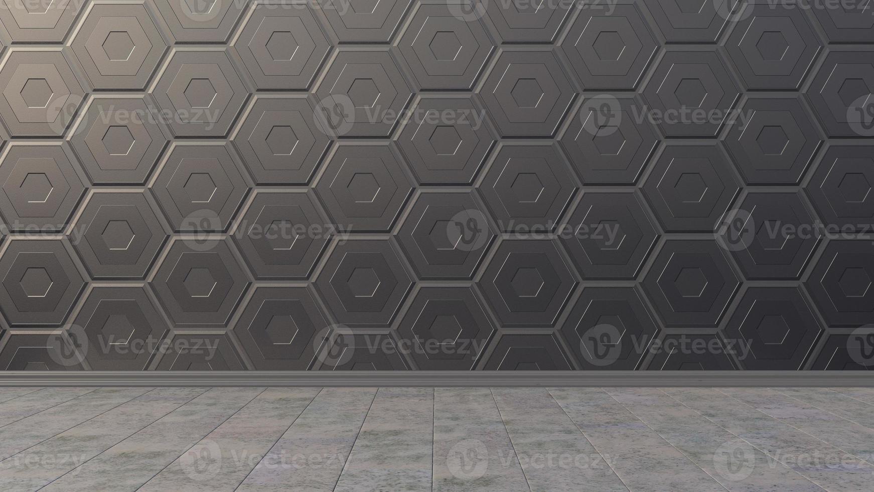 Empty room with hexagonal wall photo