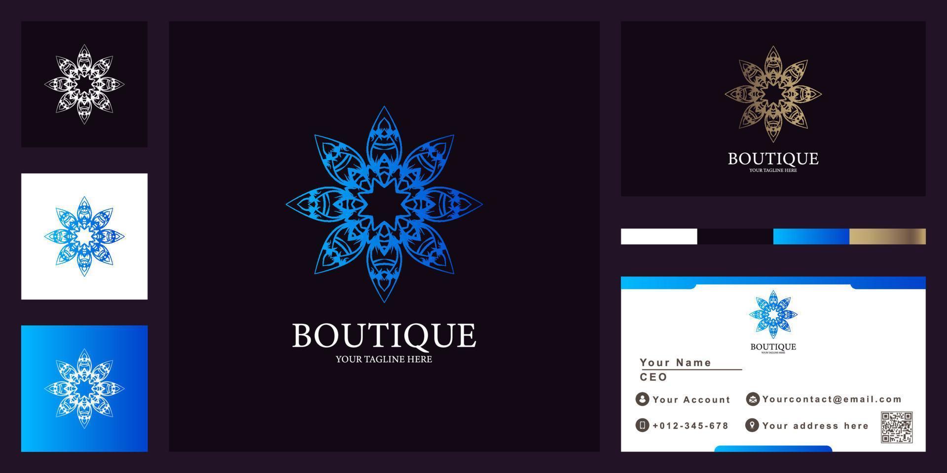 Flower or ornament luxury logo template design with business card. vector