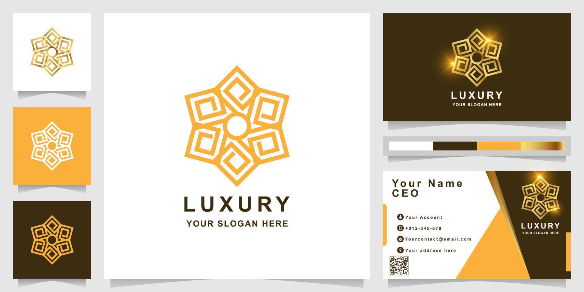 Luxury ornament logo template with business card design. vector