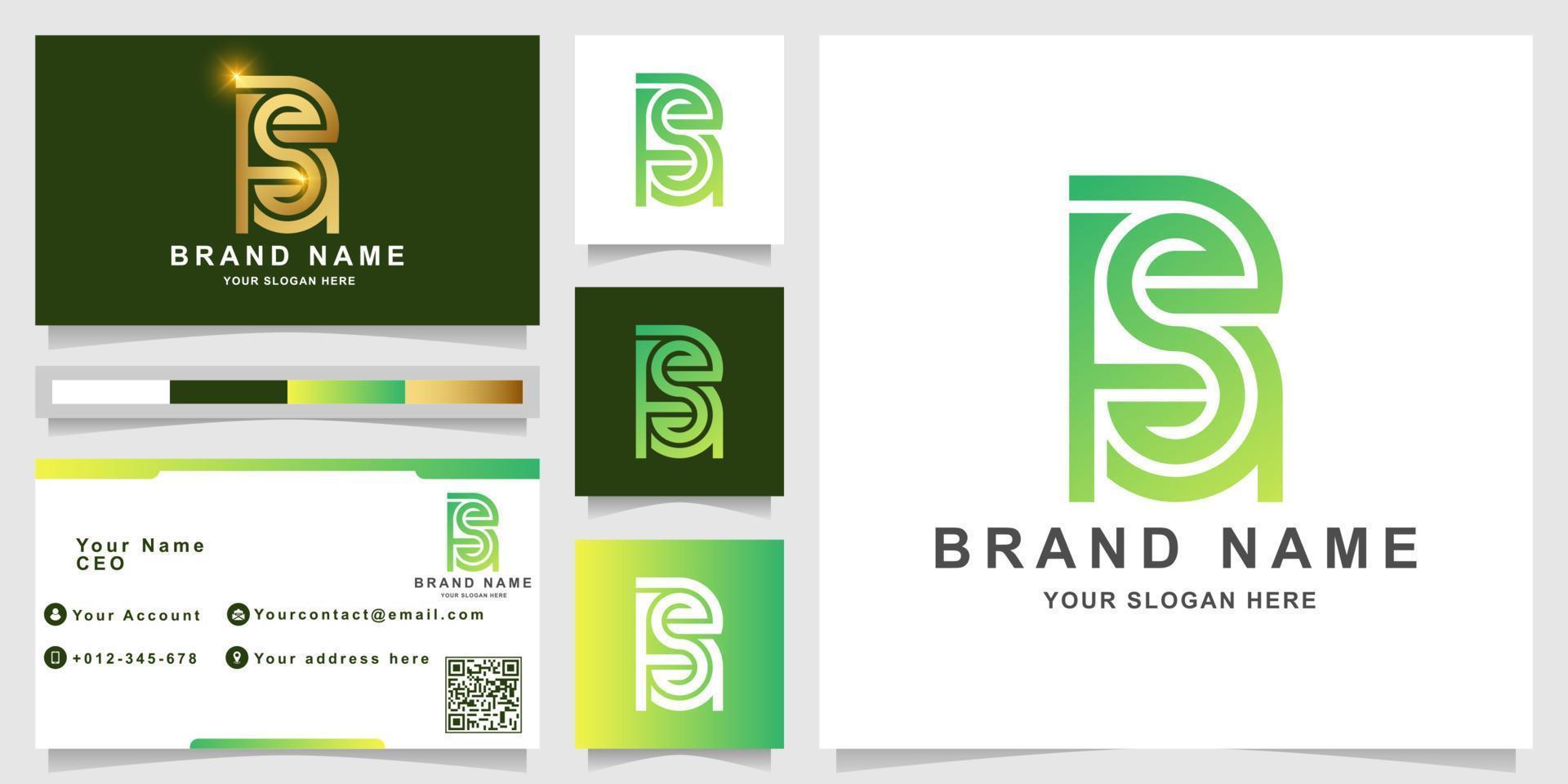 Letter RSB logo template with business card design vector