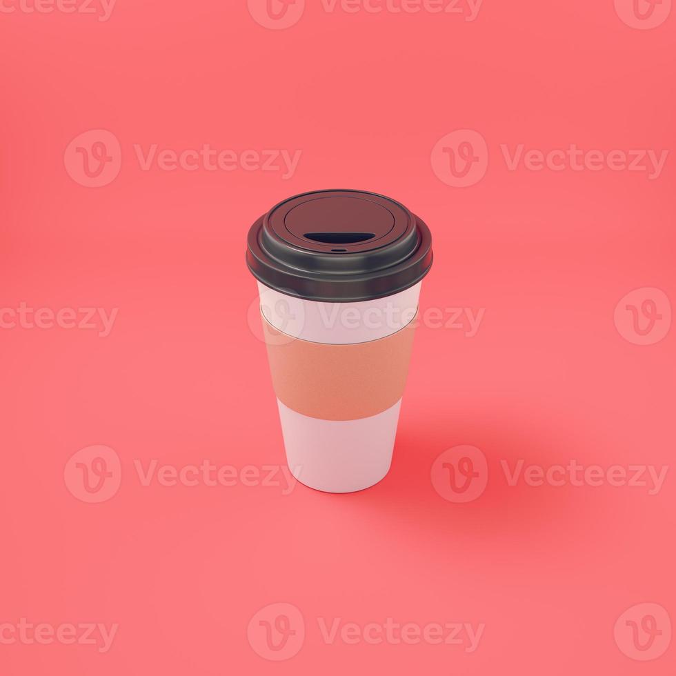 Coffee cup on bright red background photo