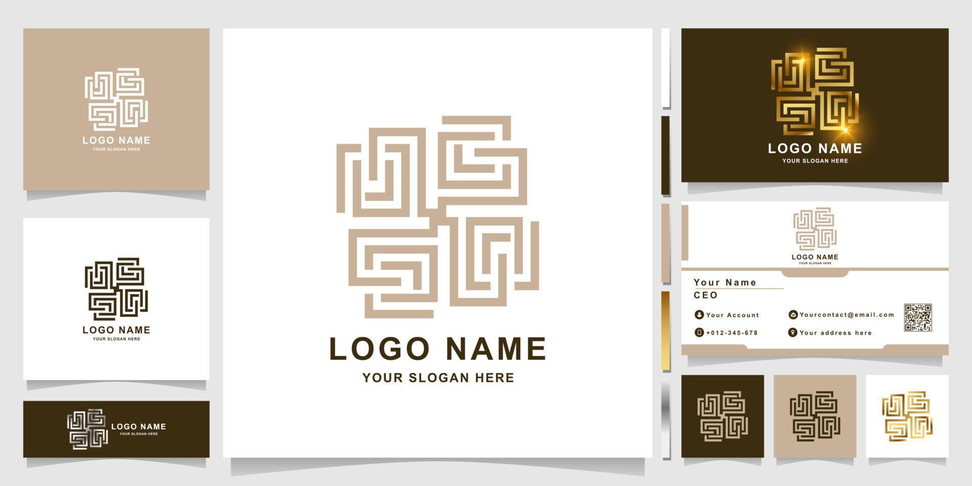 Ornament logo template with business card design. vector