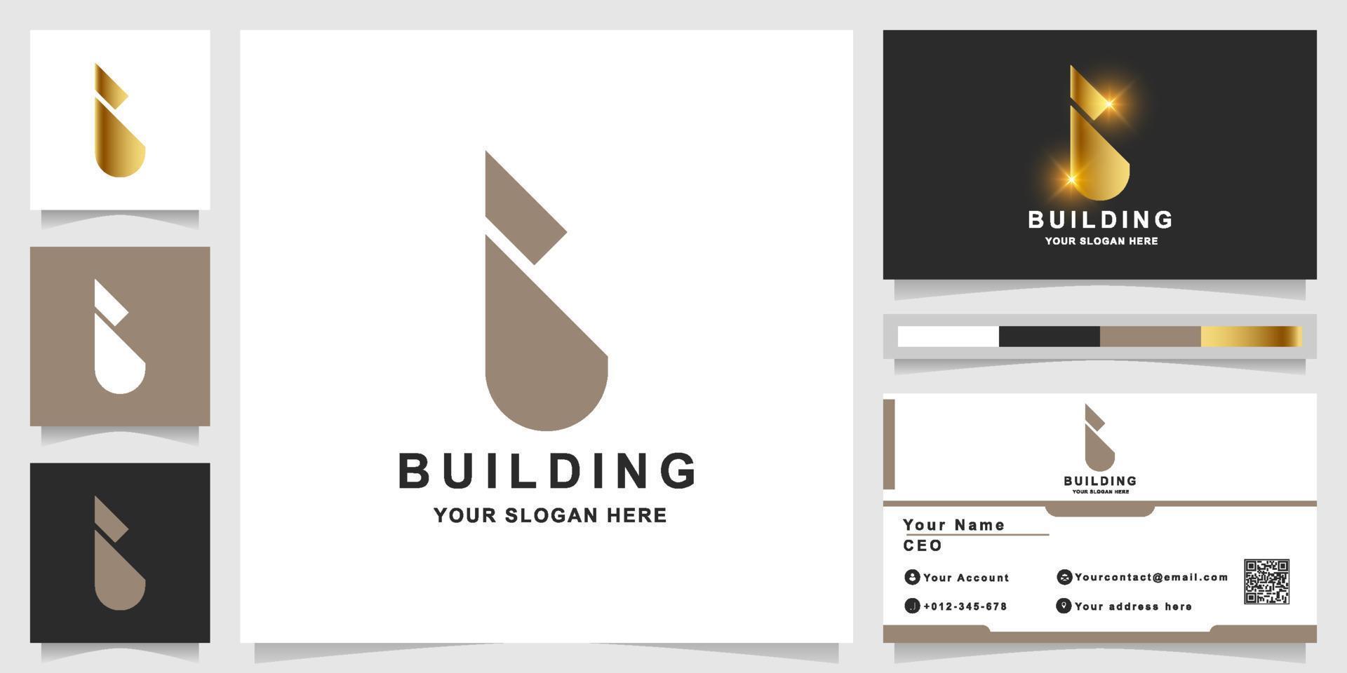 Building or letter B logo template with business card design vector