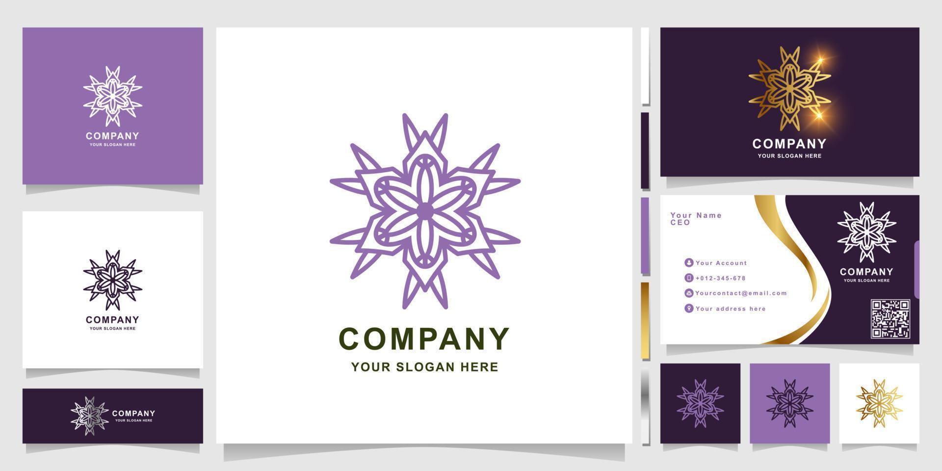 plantilla de logotipo de naturaleza, flor, boutique o adorno con diseño de tarjeta de visita. se puede usar diseño de logo de spa, salón, belleza o boutique. vector