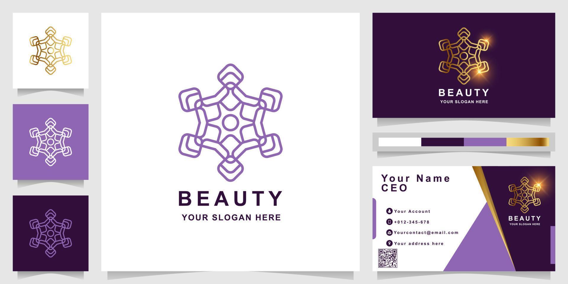 Beauty, flower, boutique or ornament logo template with business card design. Can be used spa, salon, beauty or boutique logo design. vector