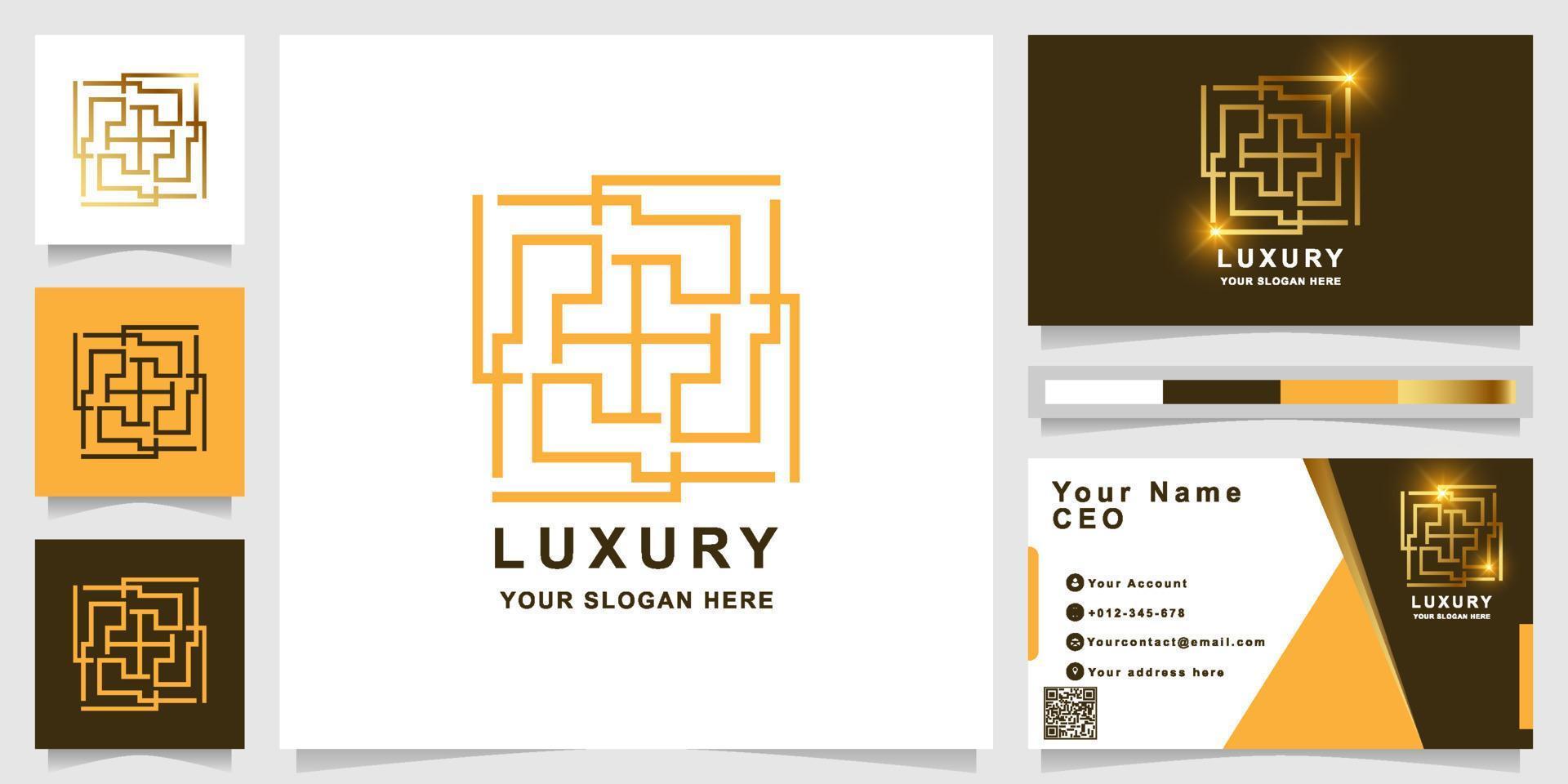 Luxury ornament logo template with business card design. vector