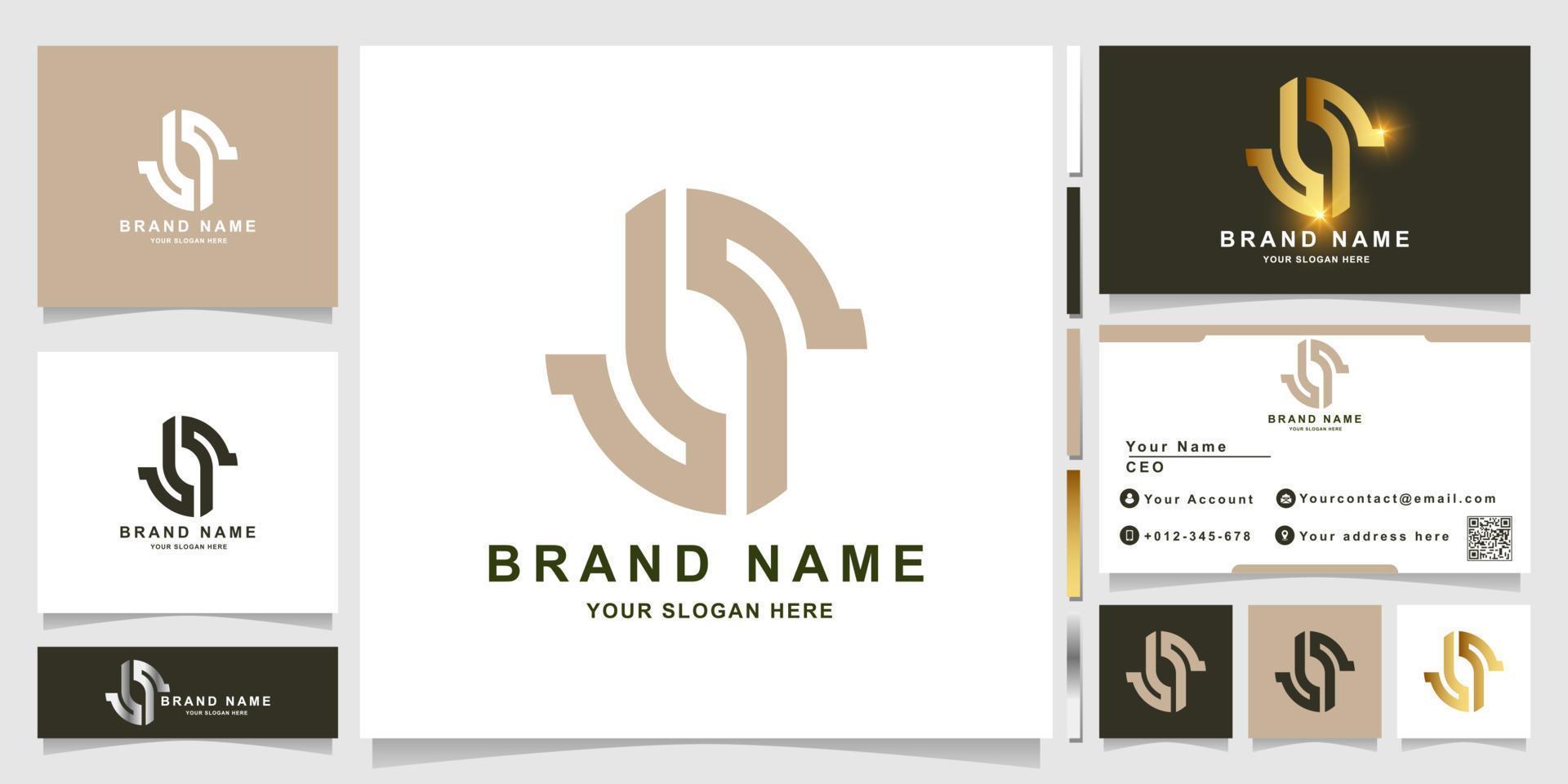 Minimalist elegant letter S monogram logo template with business card design vector