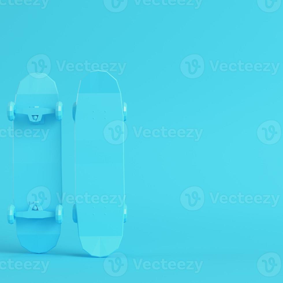 Low poly skateboard deck on bright blue background in pastel colors photo