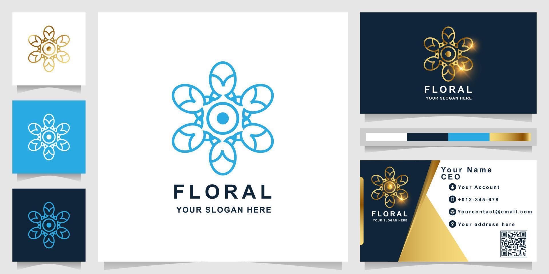 Flower, boutique or ornament logo template with business card design. Can be used spa, salon, beauty or boutique logo design. vector