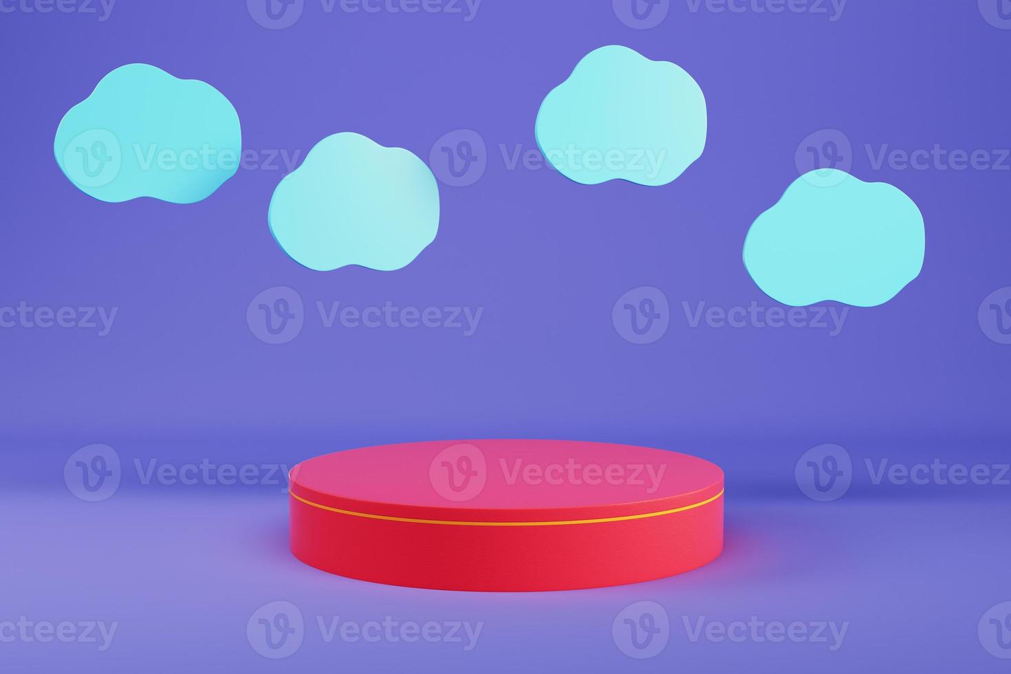 Red cylinder pedestal with abstract clouds for product display. photo
