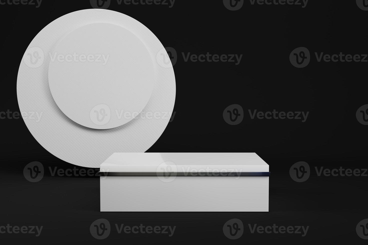 White rectangle pedestal with cylinder shape geometry for product display photo