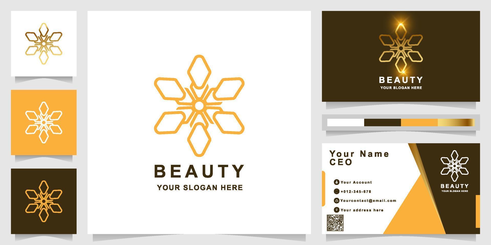 plantilla de logotipo de belleza, flor, boutique o adorno con diseño de tarjeta de visita. se puede usar diseño de logo de spa, salón, belleza o boutique. vector