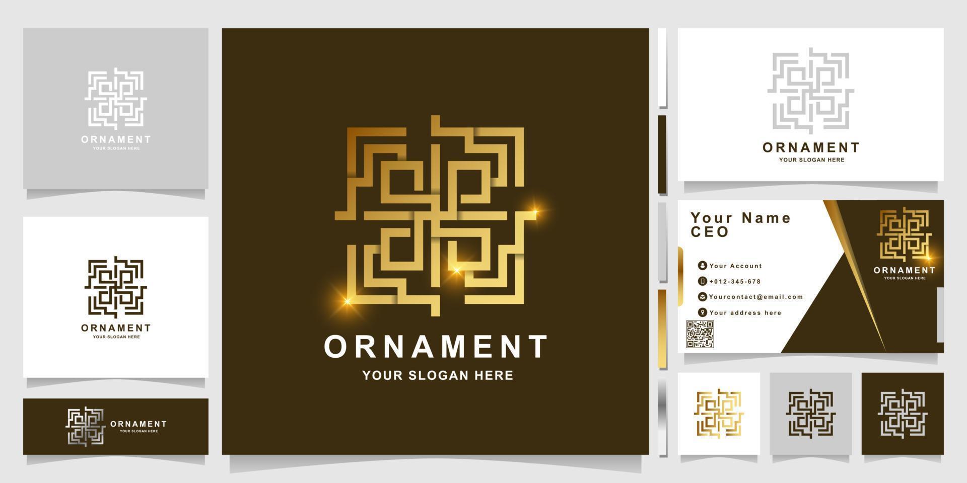 Ornament or windows logo template with business card design. vector