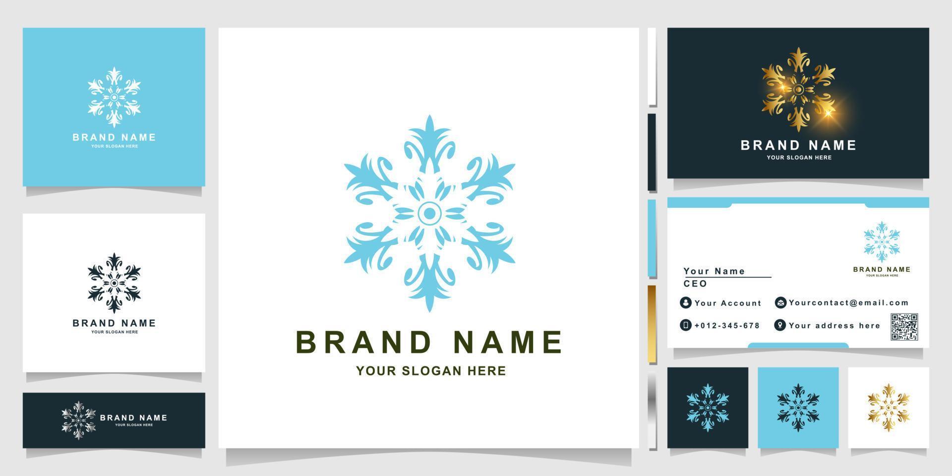 Nature, flower, boutique or ornament logo template with business card design. Can be used spa, salon, beauty or boutique logo design. vector