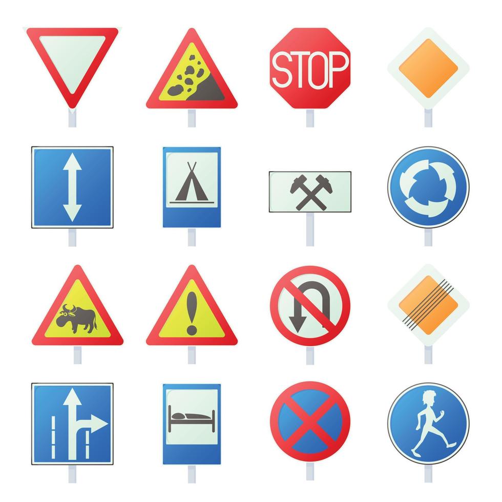 Road Sign Set icons vector