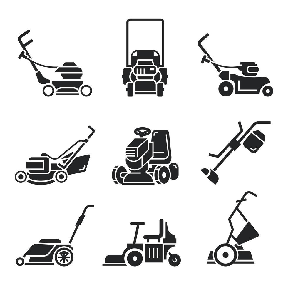 Lawnmower icon set, simple style vector