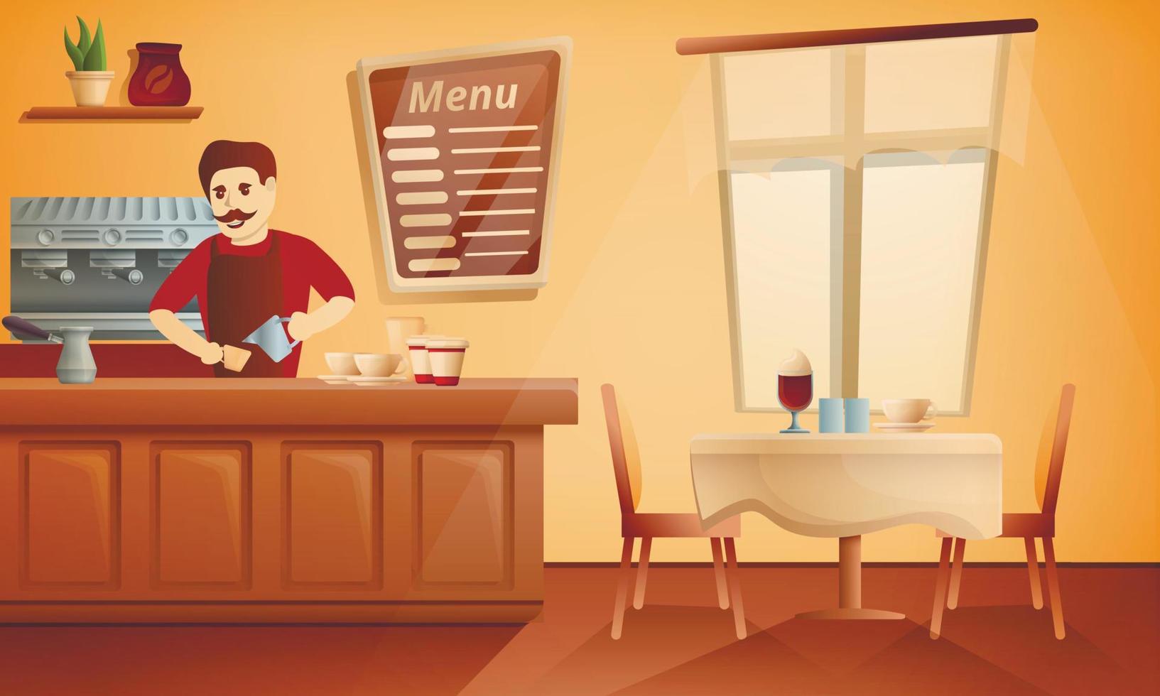 Barista restaurant concept banner, cartoon style vector