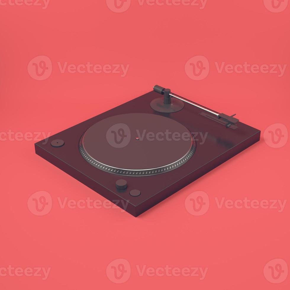 Black vinyl turntable. 3d render photo