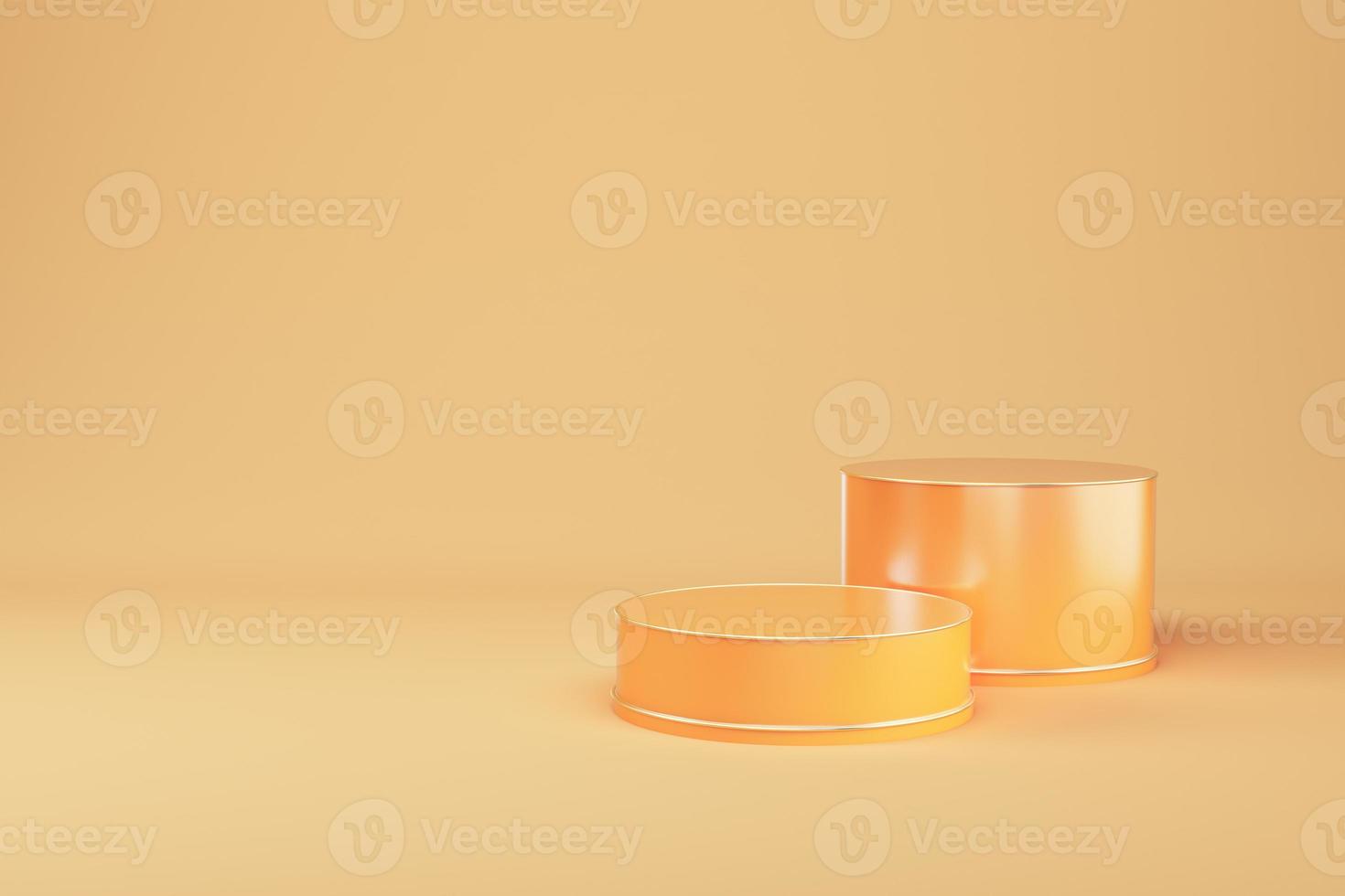 Abstract minimal background. Orange cylindrical pedestal for product display photo