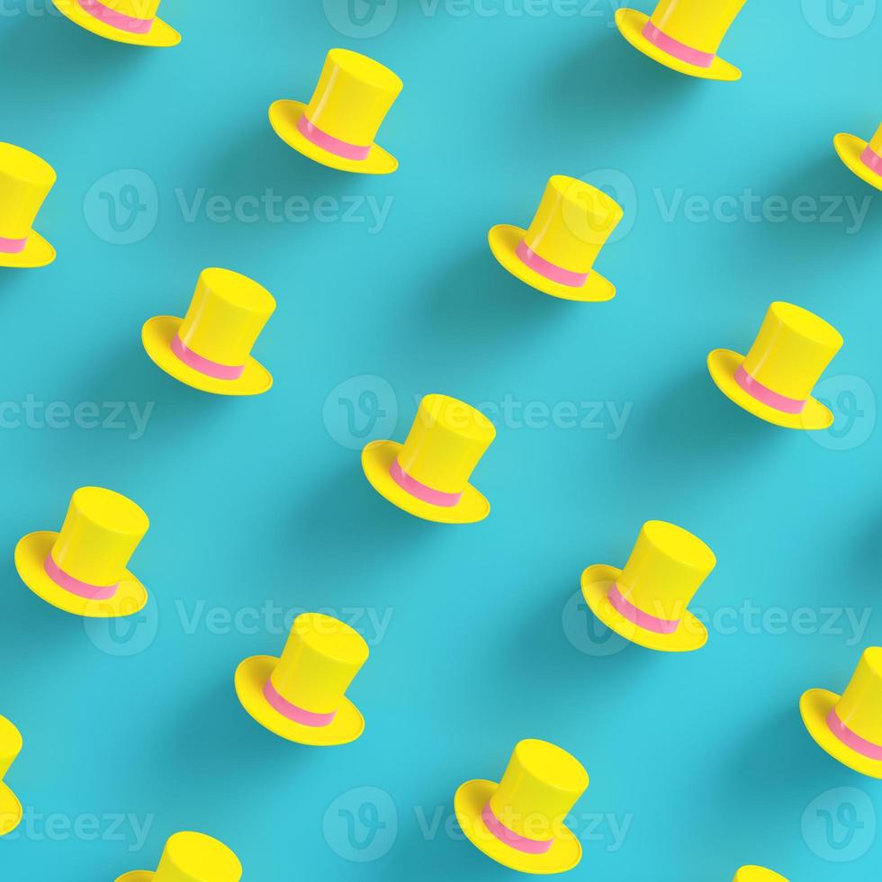 Yellow top hats on bright blue background in pastel color photo