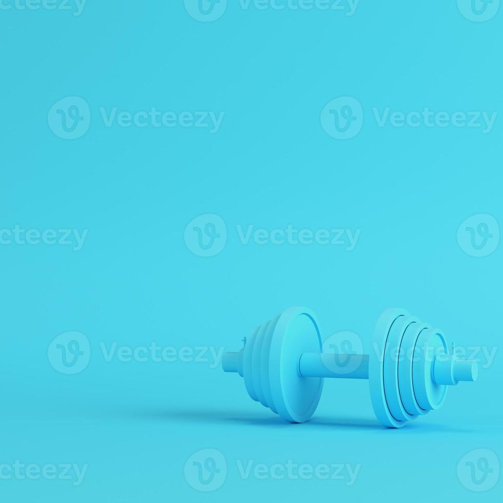 Abstract dumbbell on bright blue background in pastel colors photo