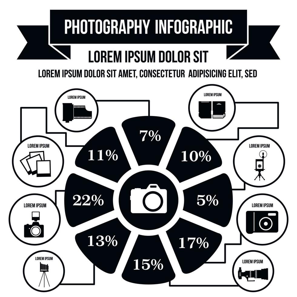 infografía de fotografía, estilo simple vector