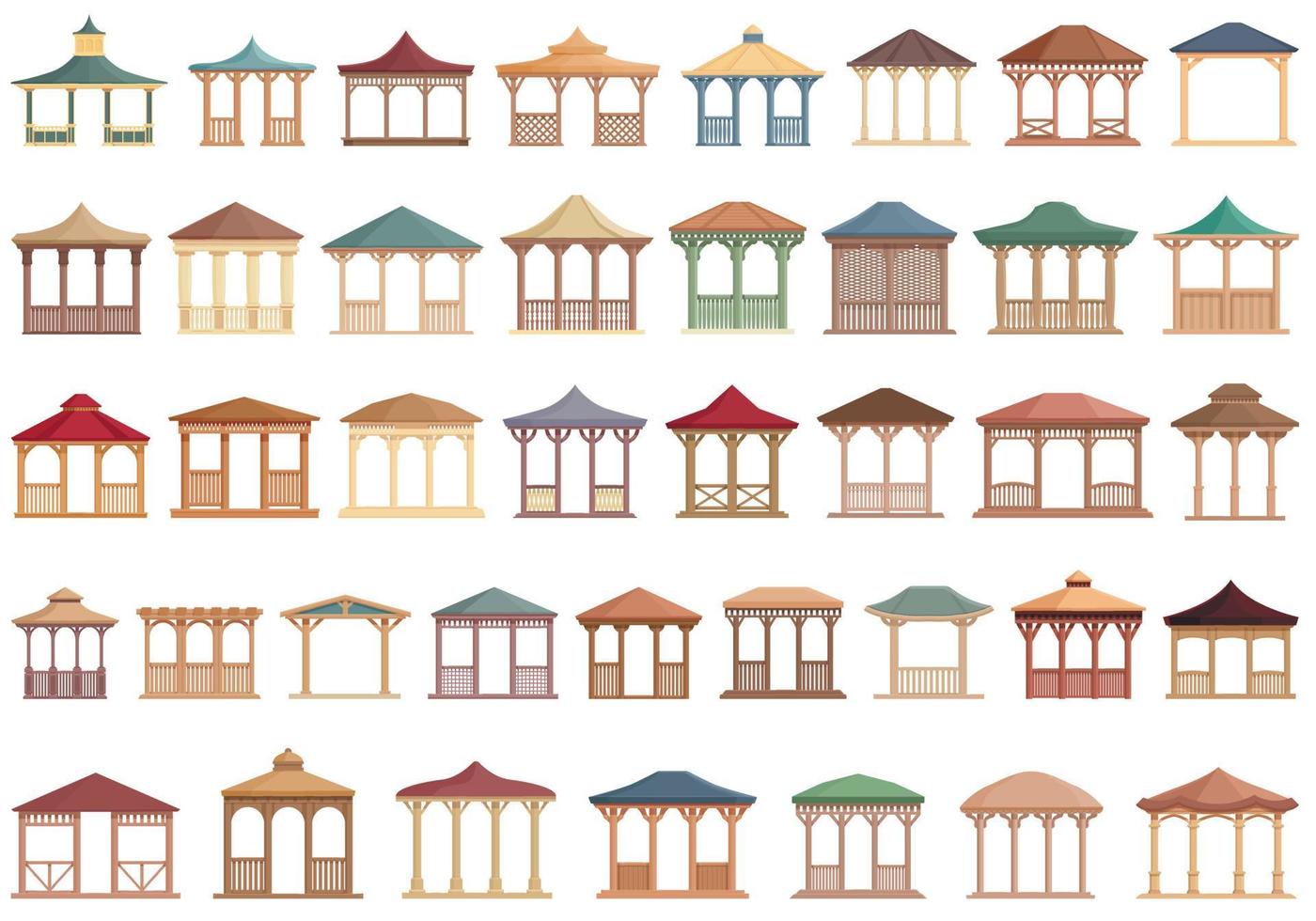 Pergola icons set cartoon vector. Gazebo park vector