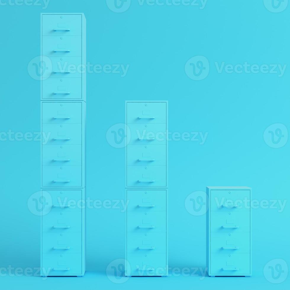 Blue filing cabinets on bright blue background in pastel colors photo