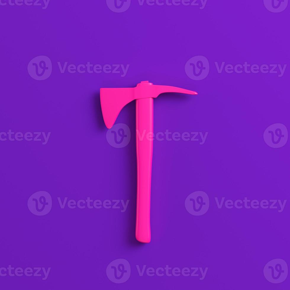 Pink axe on purple background. Minimalism concept photo