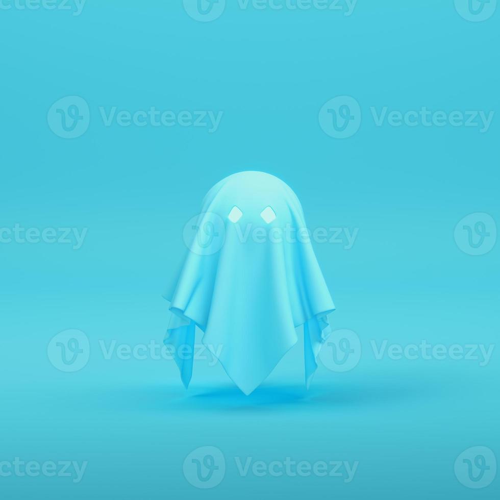 Cute ghost character on bright blue background in pastel colors photo