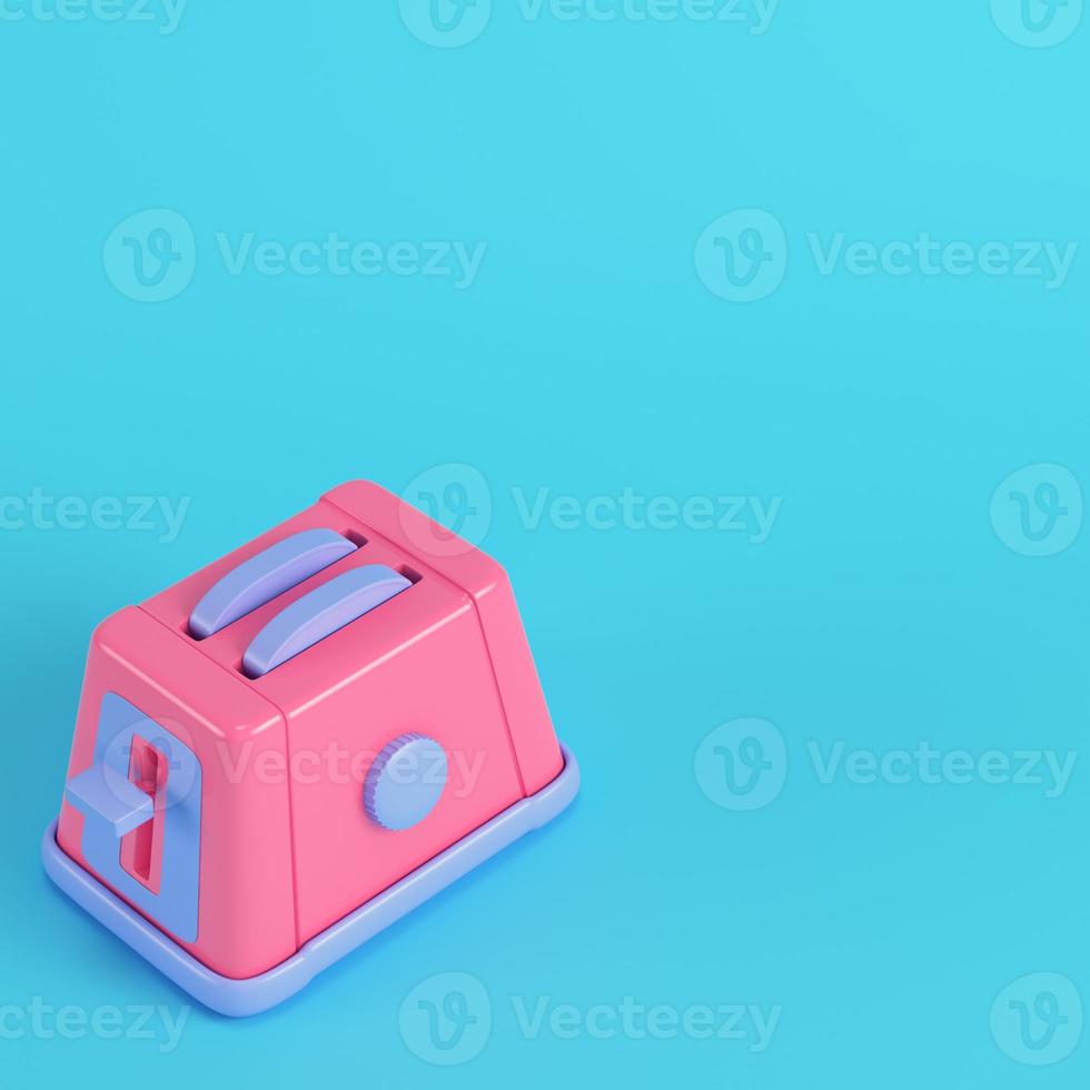 Pink toaster on bright blue background in pastel colors. Minimalism concept photo