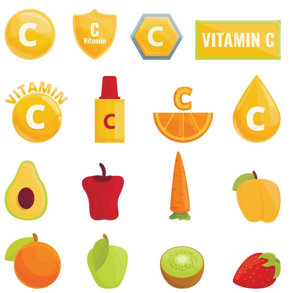 icono de vitamina c, estilo de dibujos animados vector