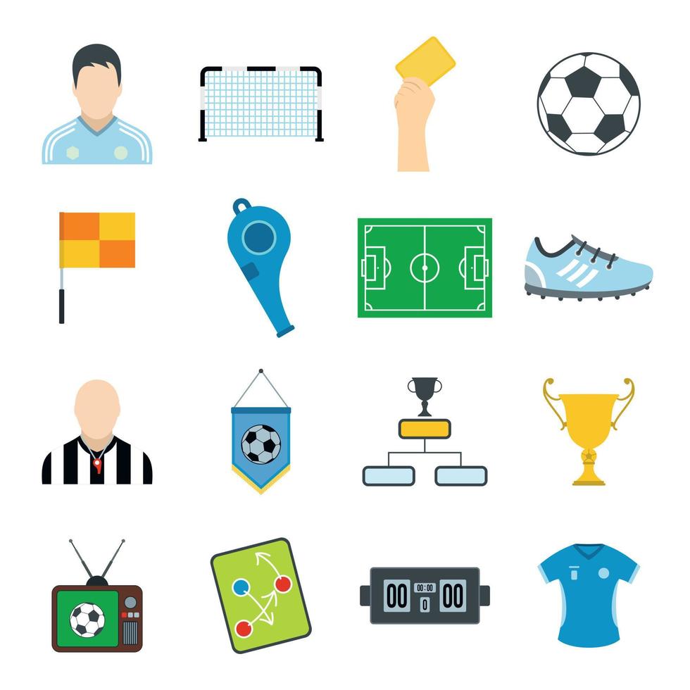 conjunto de iconos planos de fútbol vector