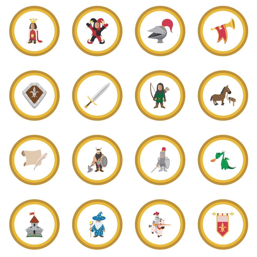 Medieval cartoon icon circle vector