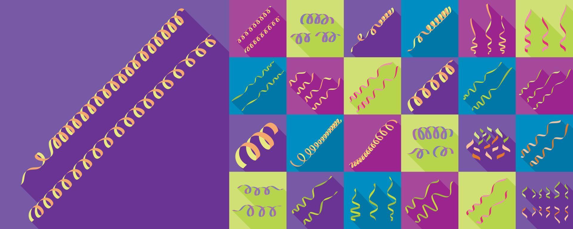 Serpentine icons set, flat style vector