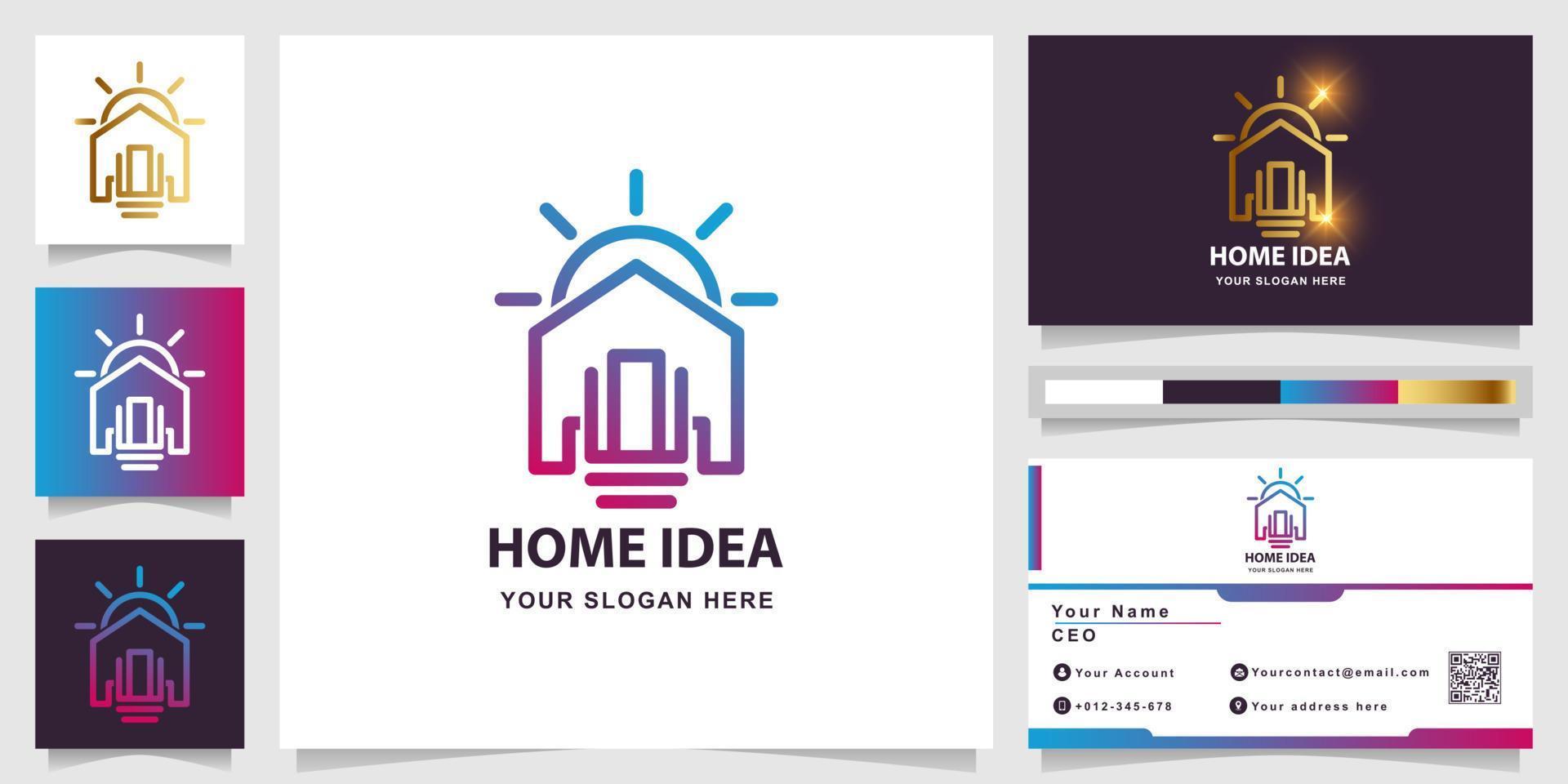 Home idea logo template with business card design vector