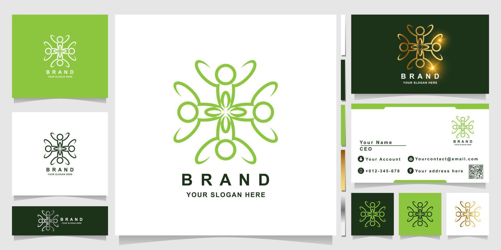 plantilla de logotipo de naturaleza, flor, boutique o adorno con diseño de tarjeta de visita. se puede usar diseño de logo de spa, salón, belleza o boutique. vector