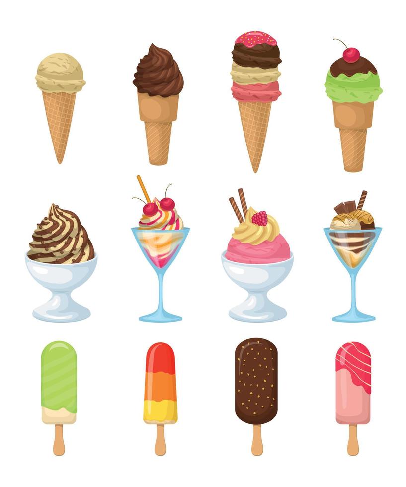 Ice cream icons set vector