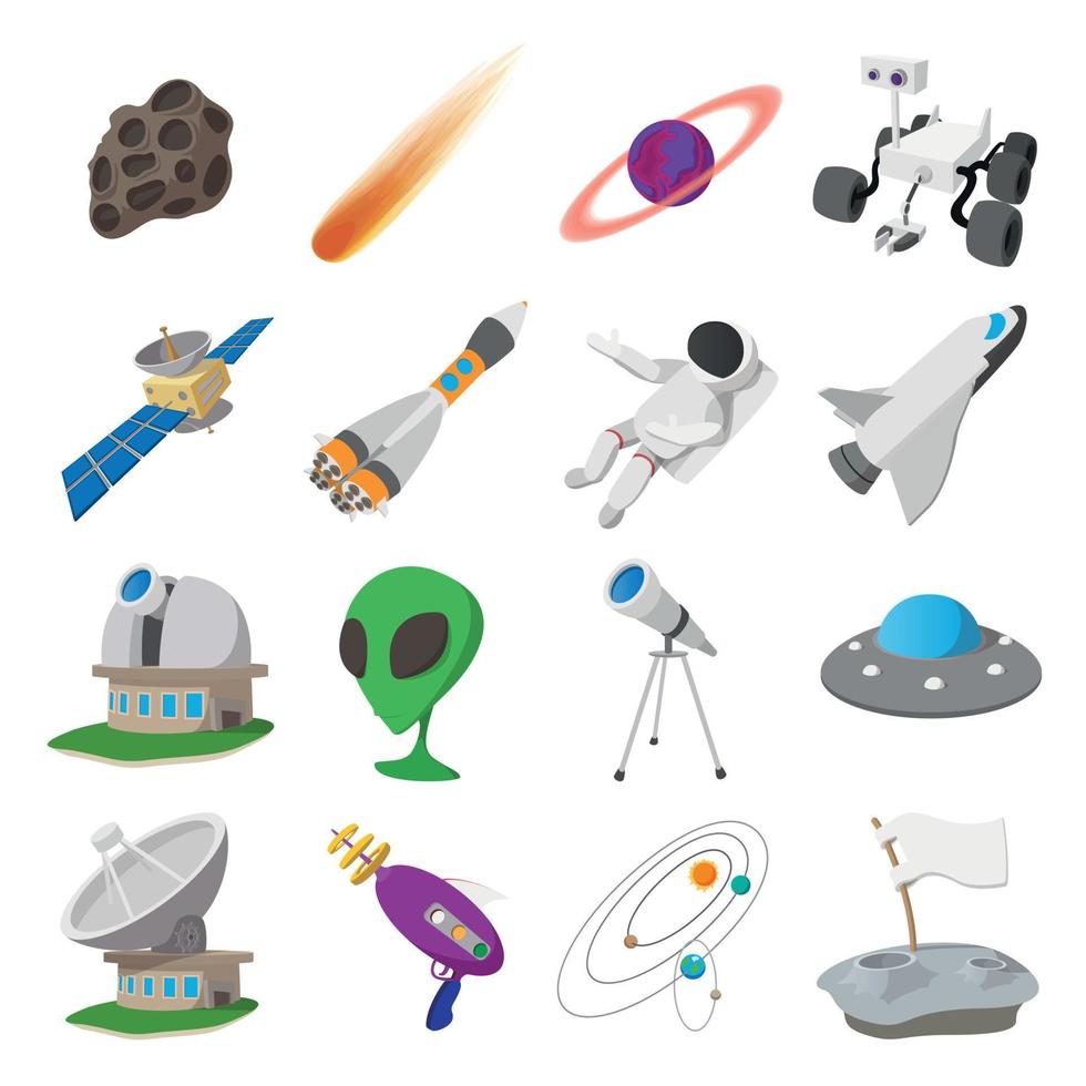 Space cartoon illustrations set vector