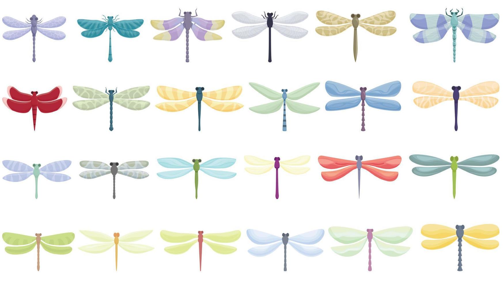 Dragonfly icons set cartoon vector. Nature animal vector