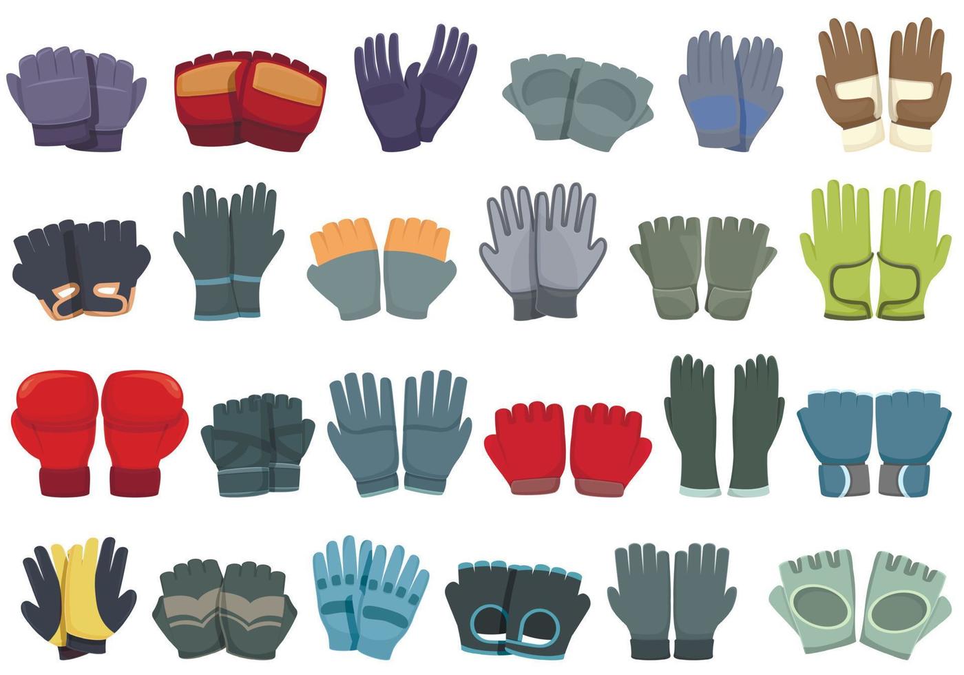Sport gloves icons set cartoon vector. Fingers sport vector