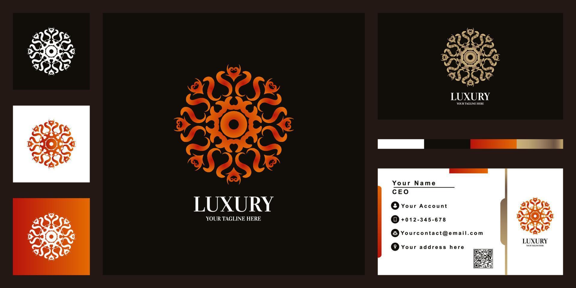 Floral or ornament luxury logo template design with business card. vector