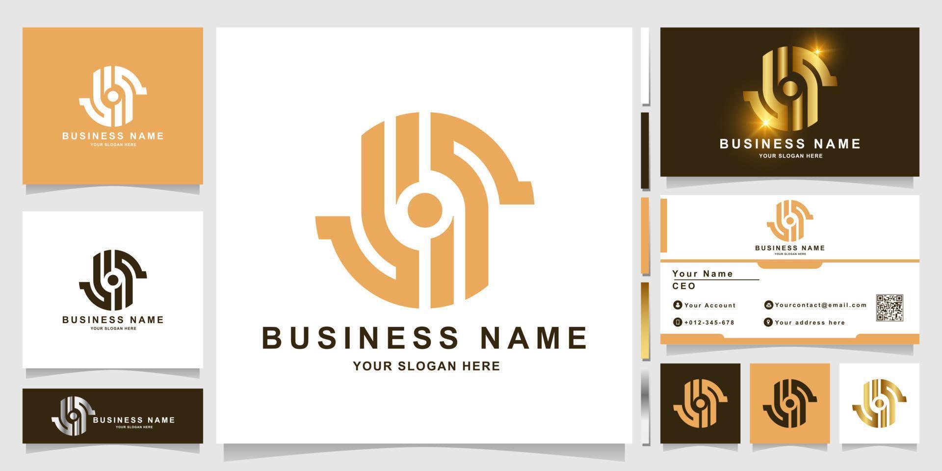 Letter S or LIS logo template with business card design vector